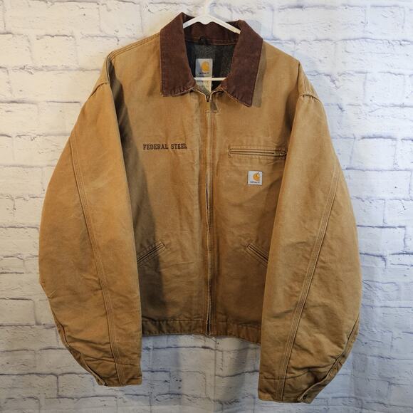 Carhartt Other - Vintage Carhartt J01 BRN Duck Lined Detroit Jacket Made In The USA Size 52 Tall